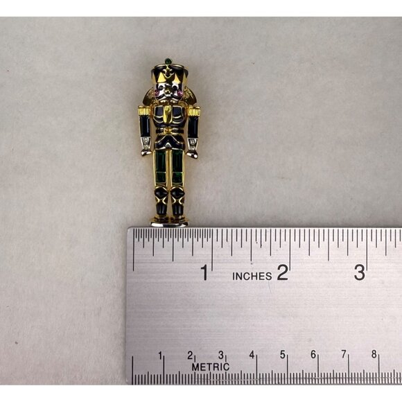 Monet Gold Tone Enameled Nutcracker Pin Brooch For Women Christmas Holiday - Picture 4 of 5